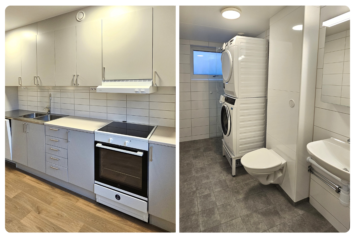 Foton från nyrenoverat kök samt badrum 